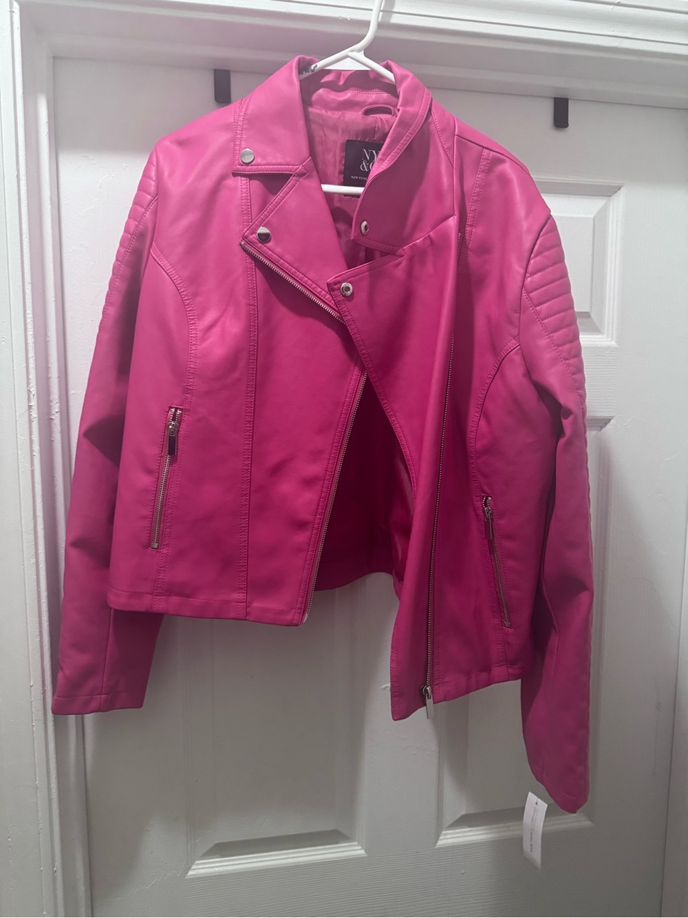 NYC Hot Pink Faux Leather Moto Jacket